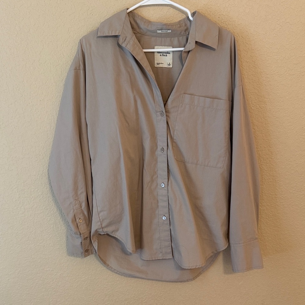 Abercrombie & Fitch Beige Oversized button up